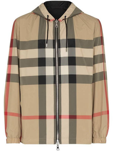 Stratton Check Hooded Jacket Archive beige - BURBERRY - BALAAN 1