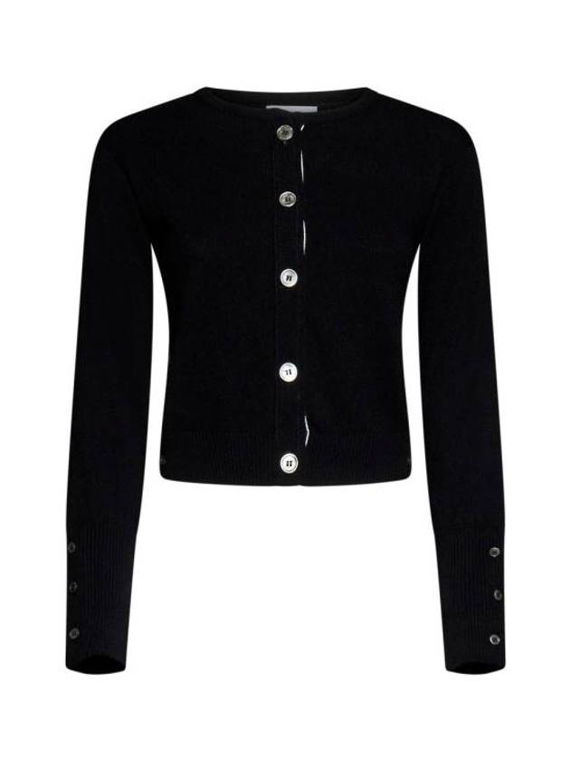 Crew Neck Cashmere Crop Cardigan Black - THOM BROWNE - BALAAN 2