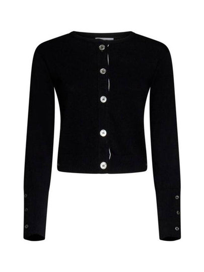 Crew Neck Cashmere Crop Cardigan Black - THOM BROWNE - BALAAN 2