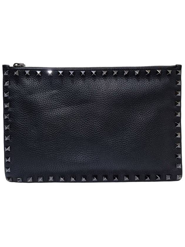 Women s SY2P056 Black Leather Rockstud Clutch - VALENTINO - BALAAN 3