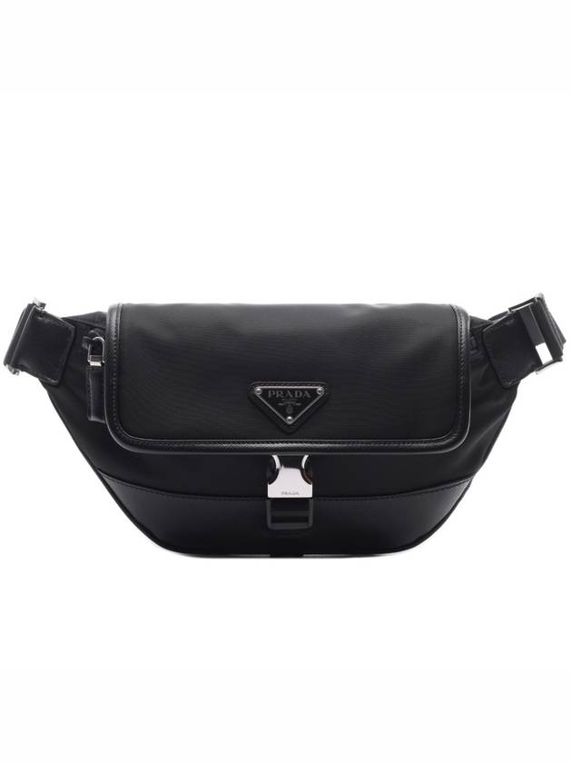 Re-Nylon Saffiano Leather Shoulder Bag Black - PRADA - BALAAN 3