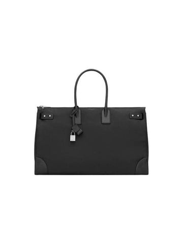 Sac De Jour 48H Nylon Leather Duffle Bag Black - SAINT LAURENT - BALAAN 1