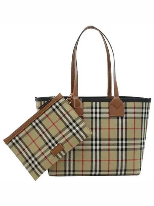 Small London Tote Bag Briar Brown Black - BURBERRY - BALAAN 2