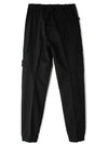 Stretch Cotton Wool Satin Straight Pants Black - STONE ISLAND - BALAAN 3