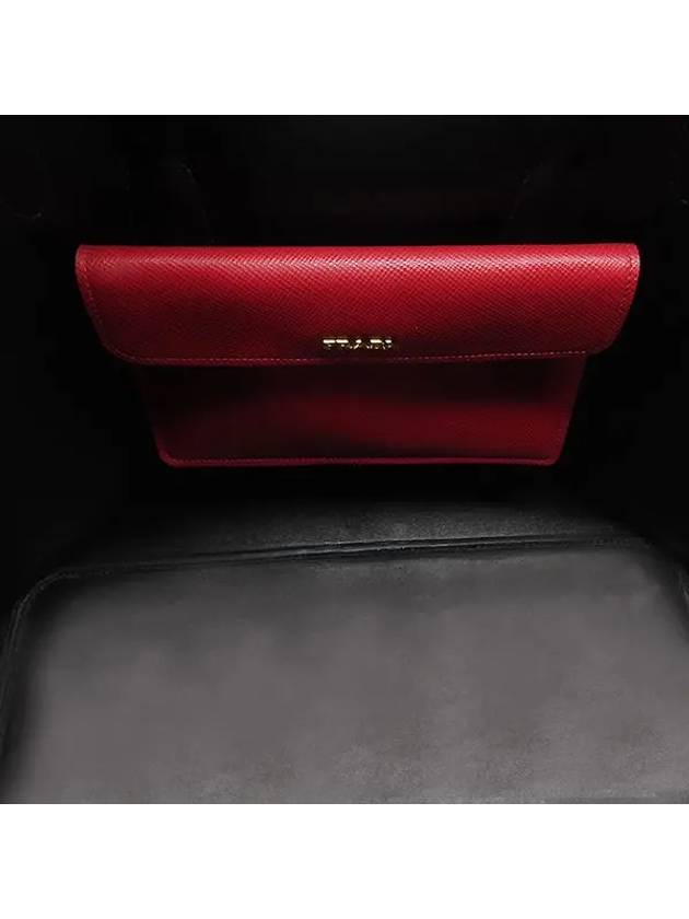 BR5071 Red Saffiano Cure Double Gold Logo Decorated Tote Bag - PRADA - BALAAN 5