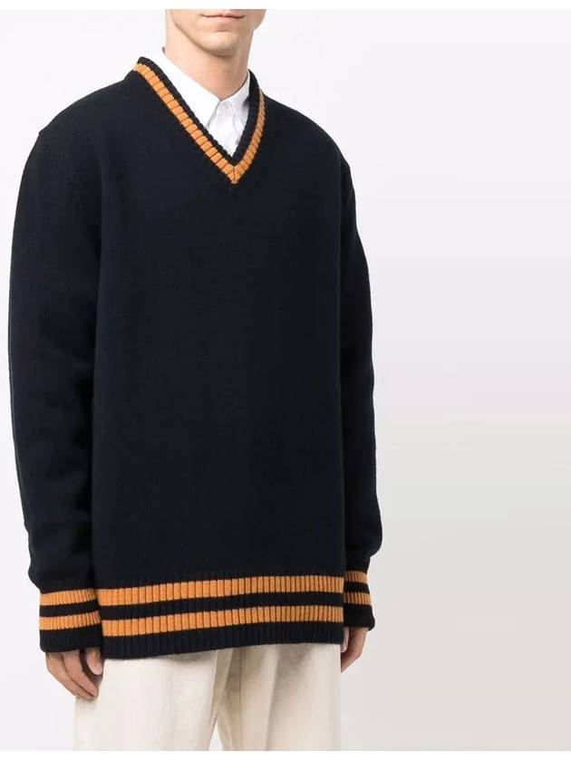 Stitch Patch Wool Knit Top Navy - MAISON MARGIELA - BALAAN 3