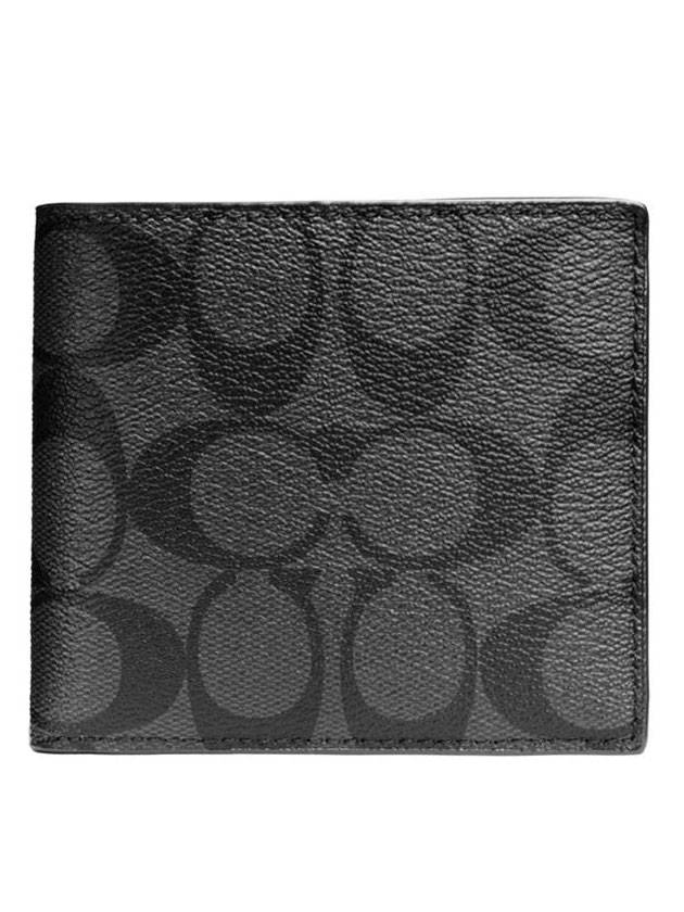 3 In 1 Signature Canvas Bicycle Wallet Charcoal - COACH - BALAAN 1