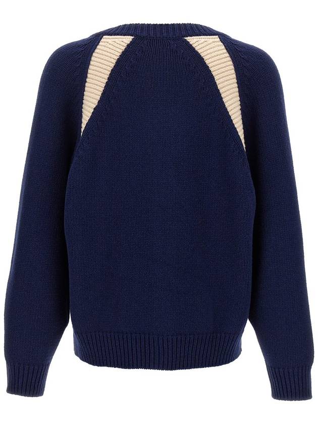 Paris Varsity Wool Cotton Cardigan Midnight Blue - KENZO - BALAAN 3