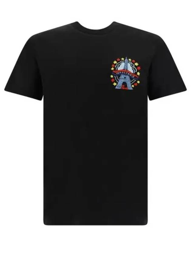 Drawn Varsity Embroidered Slim Cotton Short Sleeve T-shirt Black - KENZO - BALAAN 2