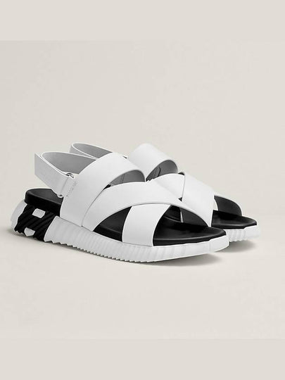 Sports Plain Leather Sandals White - HERMES - BALAAN 2