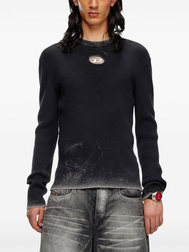 K Darin Logo Detail Knit Top Black - DIESEL - BALAAN 3