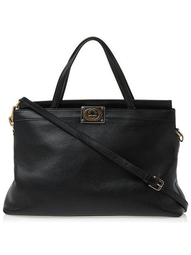 Interlocking G Medium Tote Bag Black - GUCCI - BALAAN 1