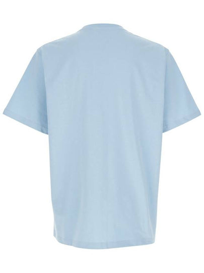 Light Blue Crewneck T-Shirt With Logo Embroidery On The Front In Cotton Man - JW ANDERSON - BALAAN 2