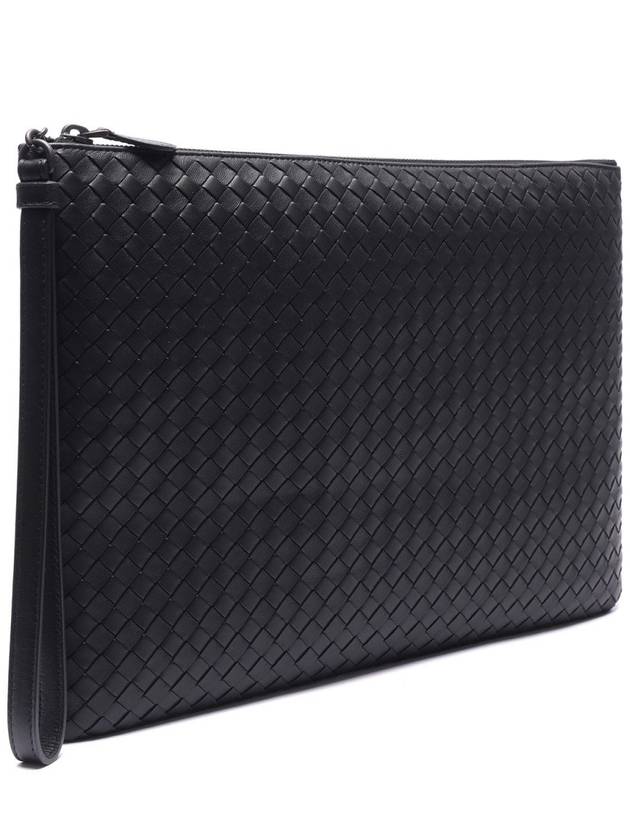 Intrecciato Strap Clutch Bag Black - BOTTEGA VENETA - BALAAN 3