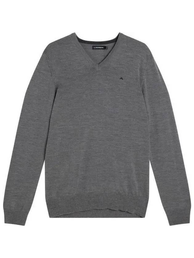 Lymann Merino V-Neck Knit Top Grey Melange - J.LINDEBERG - BALAAN 2