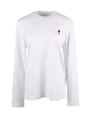 Chain Stitch Heart Logo Long Sleeve T-Shirt White - AMI - BALAAN 2