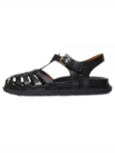 Leather Flat Sandals Black - MARNI - BALAAN 2