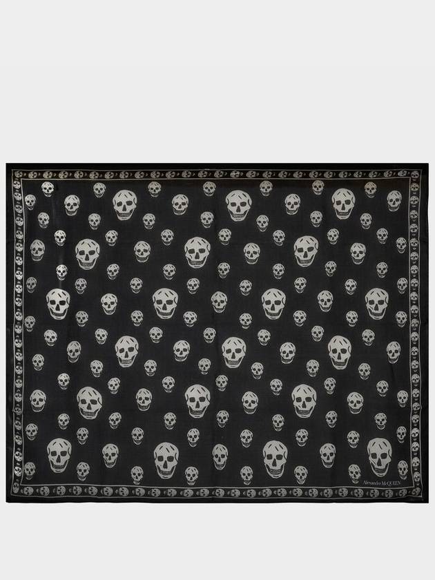 Skull Print Silk Scarf Black - ALEXANDER MCQUEEN - BALAAN 3