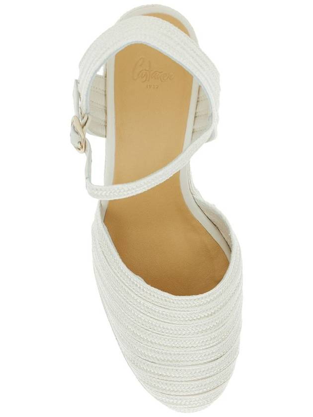 'Carolyn' White Wedges With Strap In Metallic Raffia Woman - CASTANER - BALAAN 4