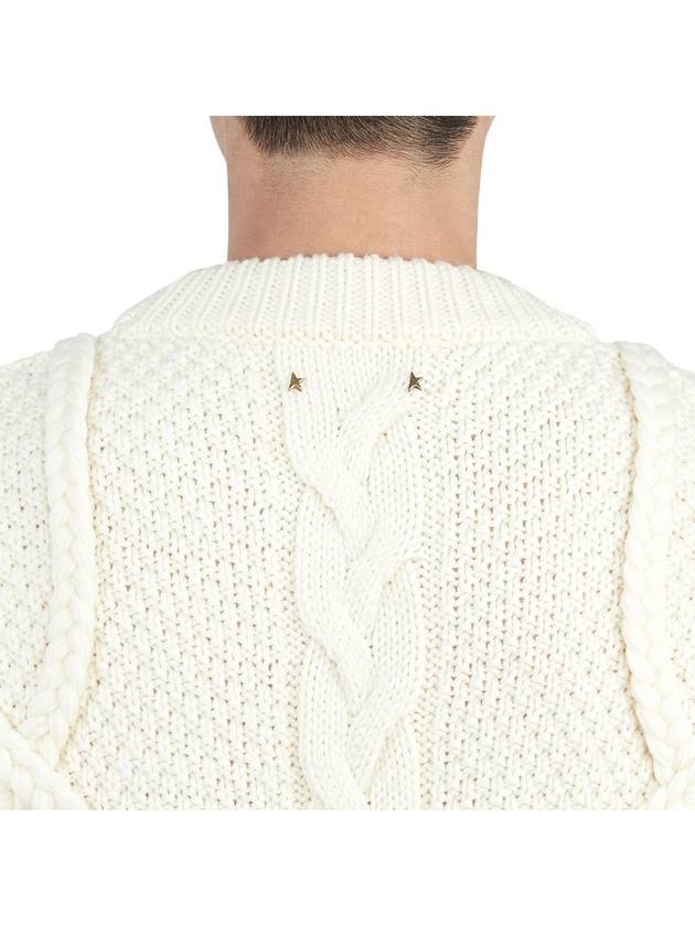 Logo Patch Twisted Knit Top Ivory - GOLDEN GOOSE - BALAAN.