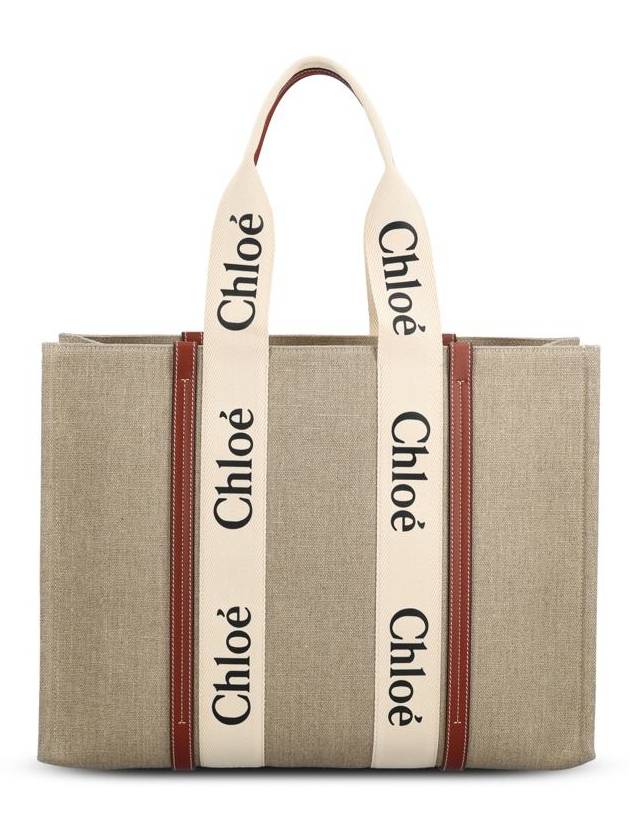 Woody Large Tote Bag White Brown Beige - CHLOE - BALAAN 3