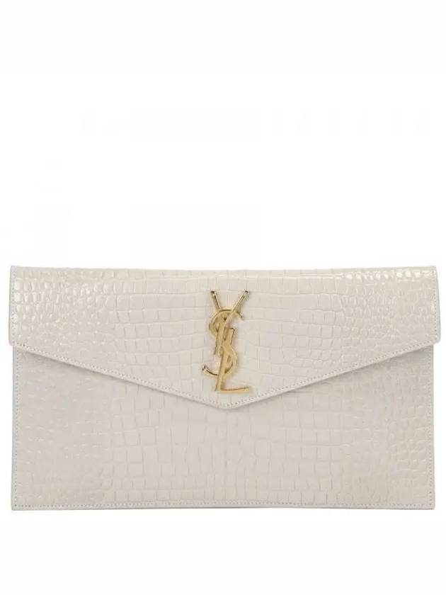 Crocodile Embossed Uptown Clutch Bag Blanc Vintage - SAINT LAURENT - BALAAN 2