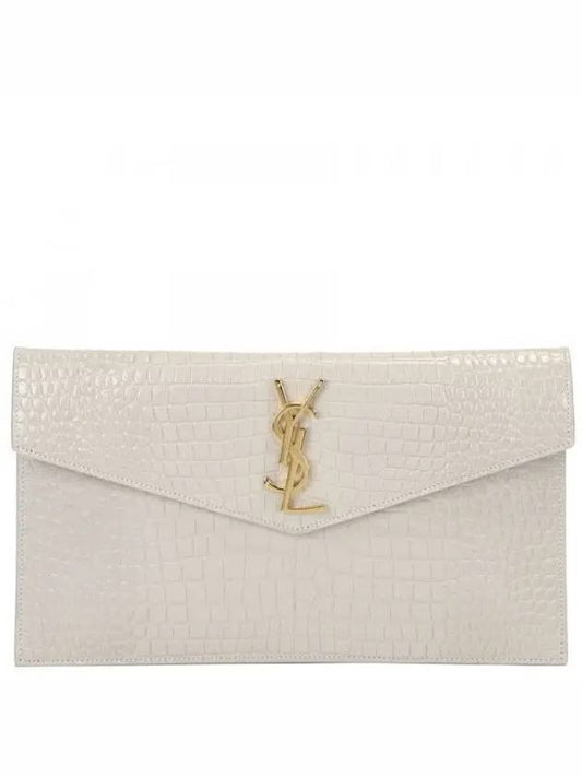 Crocodile Embossed Uptown Clutch Bag Blanc Vintage - SAINT LAURENT - BALAAN 2