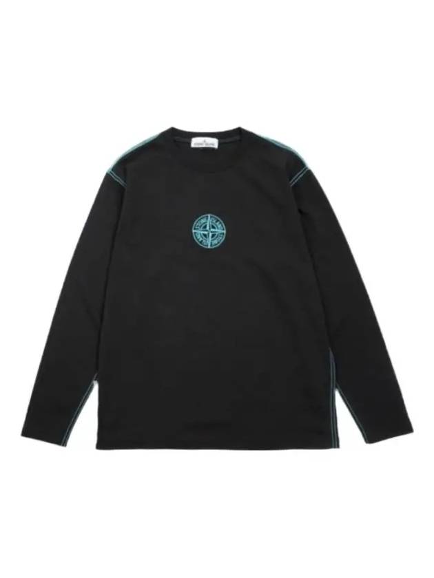 Garment Dyed Cotton Long Sleeve T-Shirt Black - STONE ISLAND - BALAAN 1