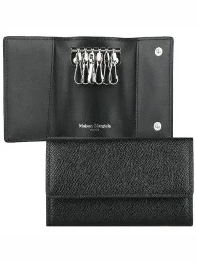 Postitch Logo Leather Key Holder Wallet Black - MAISON MARGIELA - BALAAN 2