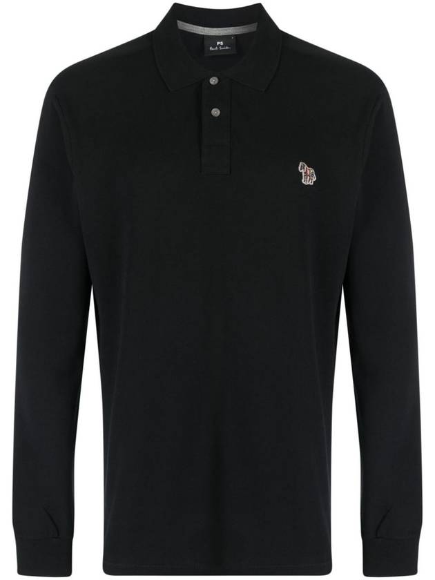 Men's Zebra Patch Long Sleeve Polo Shirt Black - PAUL SMITH - BALAAN 2