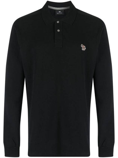 Men's Zebra Patch Long Sleeve Polo Shirt Black - PAUL SMITH - BALAAN 2