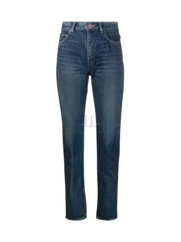 Cindy Mid Rise Denim Jeans Dark Beach Blue - SAINT LAURENT - BALAAN 2