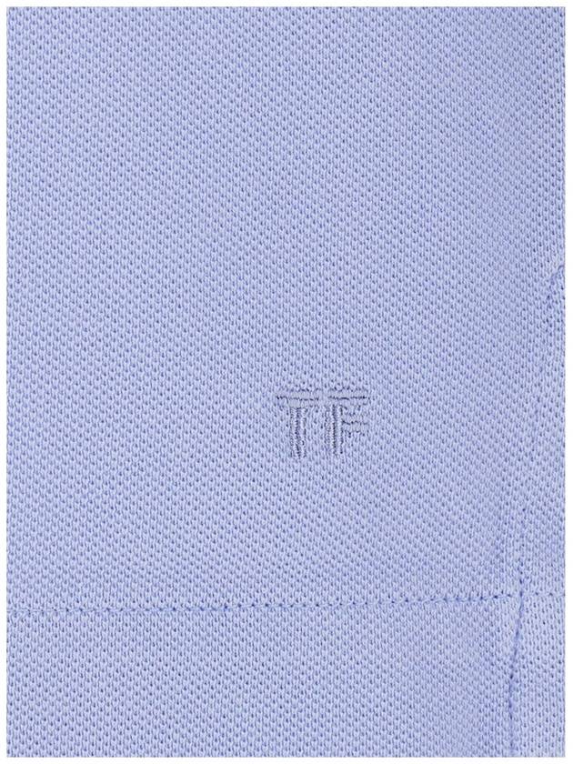 Light Blue Tennis Polo Shirt With Short Sleeves In Cotton Man - TOM FORD - BALAAN 3