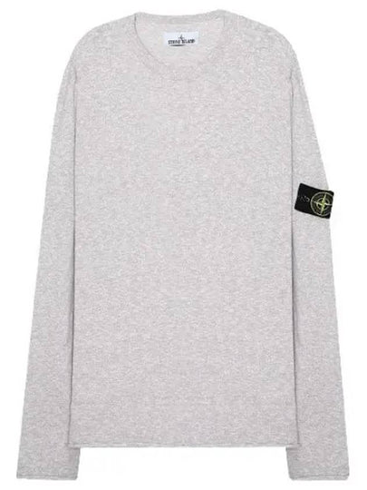 Logo Patch Crew Neck Cotton Nylon Knit Top Grey - STONE ISLAND - BALAAN 2