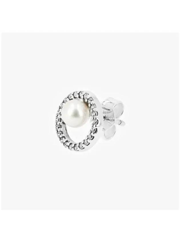 Women's Treated Freshwater Cultured Pearl Pave Halo Stud Earrings Silver - PANDORA - BALAAN 4