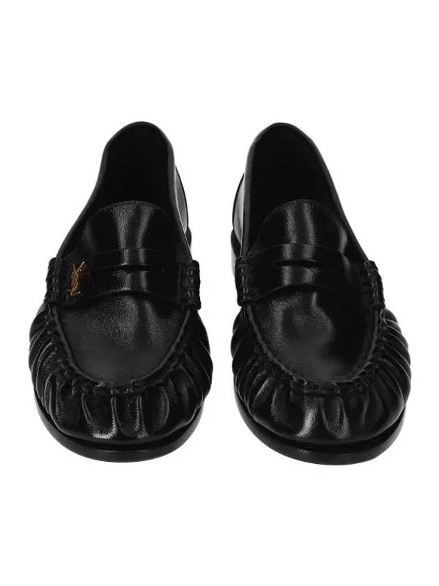 Le Signature Cassandre Logo Plaque Lamb Skin Loafer Black - SAINT LAURENT - BALAAN 4