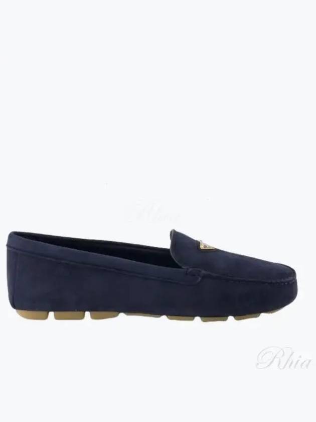 Triangle Logo Suede Driving Shoes Navy - PRADA - BALAAN 2