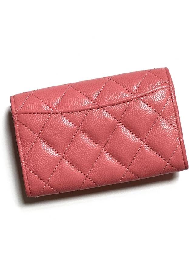 Classic Gold Logo Grained Shiny Calfskin Card Wallet Pink - CHANEL - BALAAN 5