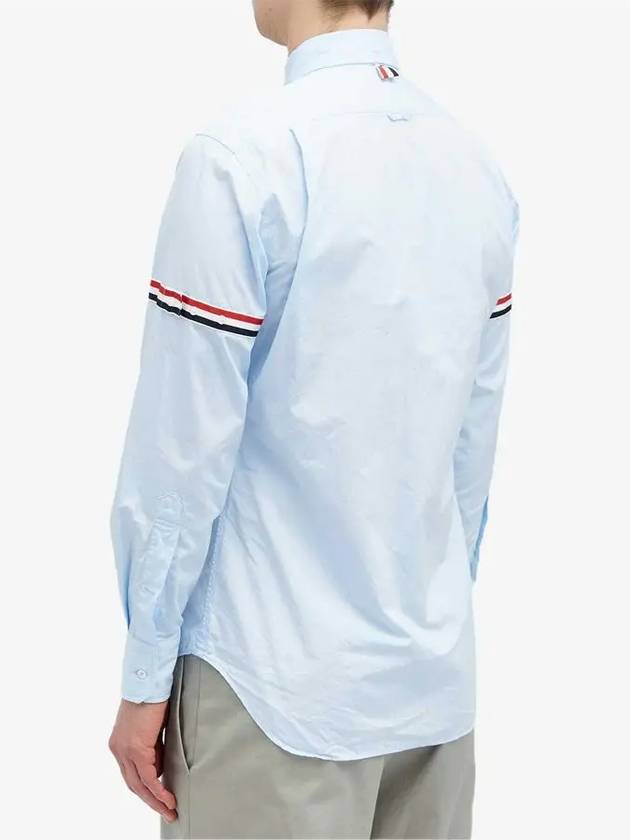 Men's Poplin Grosgrain Armband Classic Long Sleeve Shirt Blue - THOM BROWNE - BALAAN 6