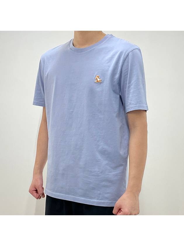 Chillax Fox Patch Regular Short Sleeve T-Shirt Blue - MAISON KITSUNE - BALAAN 4