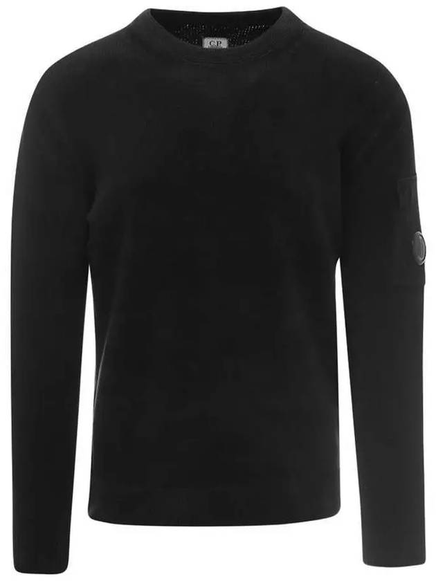 Lens Patch Chenille Cotton Knit Top Black - CP COMPANY - BALAAN 3