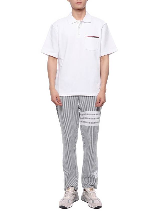 Seersucker Loopback 4 Button Vent Straight Pants Light Grey - THOM BROWNE - BALAAN 4