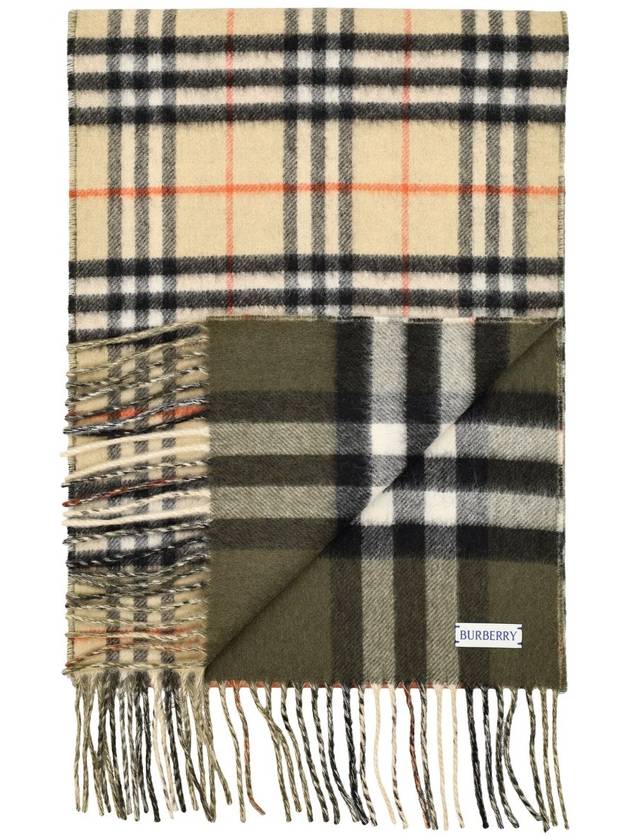 Check Reversible Cashmere Scarf Sand Green - BURBERRY - BALAAN 3