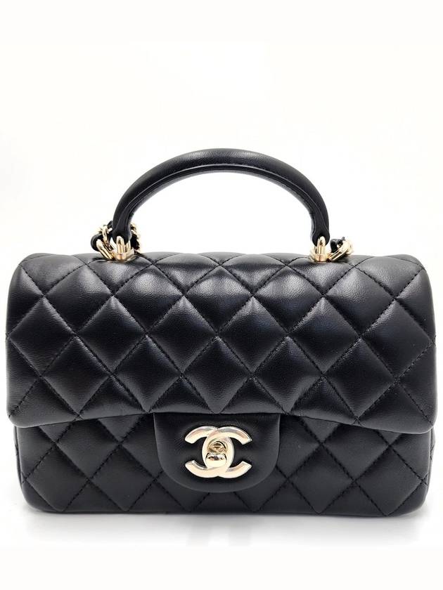 Classic New Mini Top Handle Lambskin Black Gold AS2431 - CHANEL - BALAAN 4