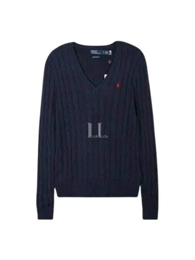 Women's Embroidered Logo Knit Top Navy - POLO RALPH LAUREN - BALAAN 2