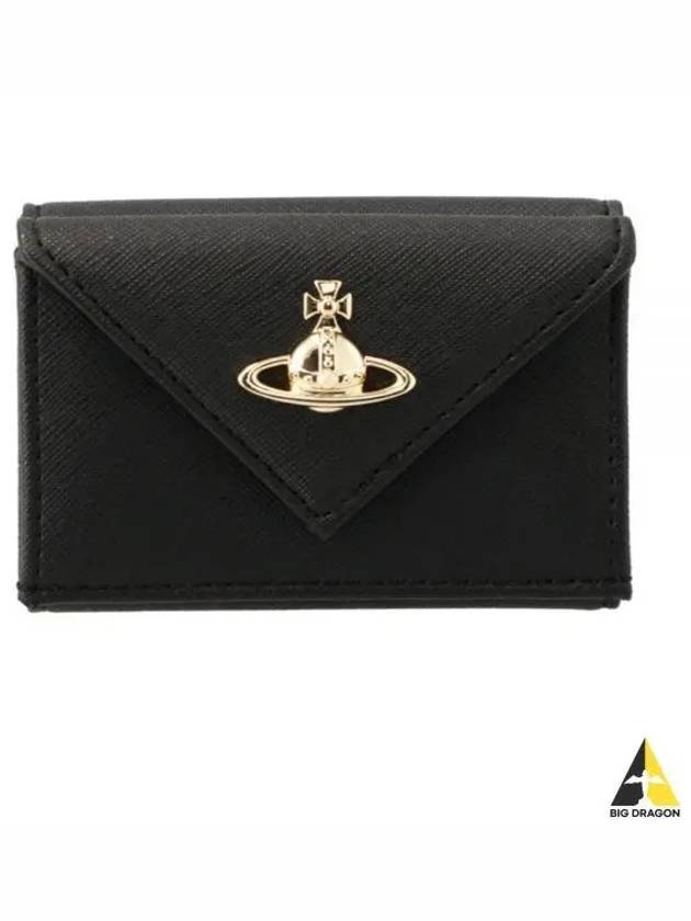 Logo Plaque Foldover Half Wallet Black - VIVIENNE WESTWOOD - BALAAN 2