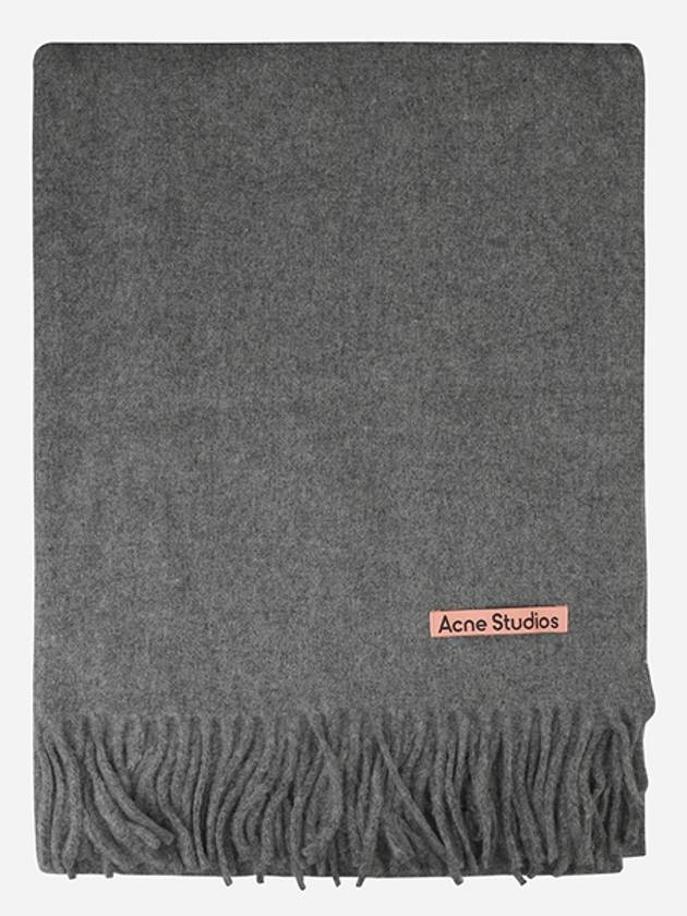 Logo Wool Fringe Scarf Grey - ACNE STUDIOS - BALAAN 2