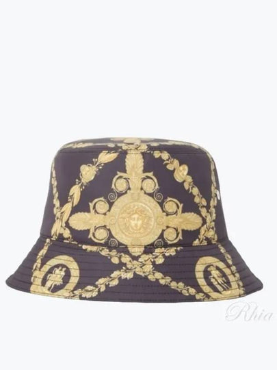 Barocco Print Cotton Bucket Hat Black - VERSACE - BALAAN 2