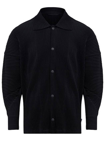 Homme Pliss? Technical Pleated Long Sleeve Shirt Black - ISSEY MIYAKE - BALAAN.