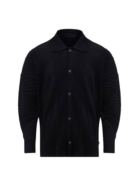 Homme Pliss? Technical Pleated Long Sleeve Shirt Black - ISSEY MIYAKE - BALAAN.